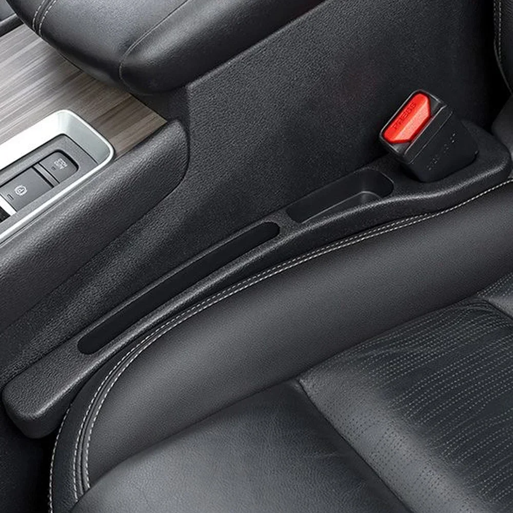 2pc Car Seat Gap Filler Organizer Pu Waterproof Car Seat Gap Plug Strip with 2 Grooves Seat Gap Storage Auto Interior Accessorie