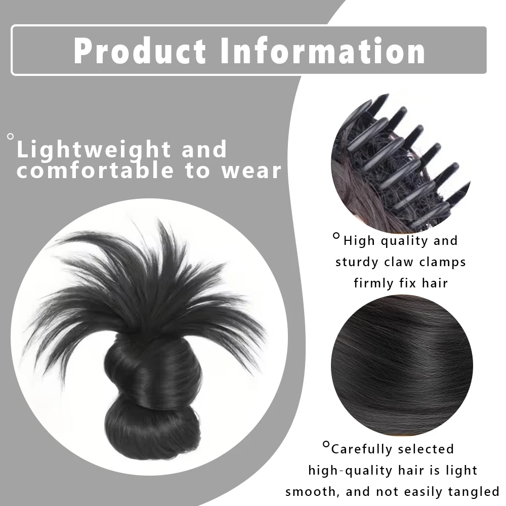 Low Synthetic Bun Ponytail Hair Natural Fluffy Claw Clip Chignon Hair For Women Lazy Bun Wig Bag Hair Accessories For Daily Use