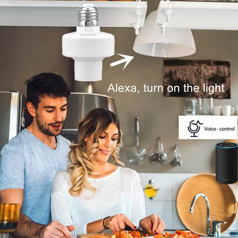 WiFi Smart Light Bulb Adapter Lamp Holder Base AC Smart Life/Tuya Wireless Voice Control with Alexa Google Home E27 E26 65-265V