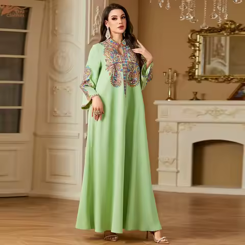 Uni New Luxury Woman Evening Dress Abaya Morocco Embroidery Woman Abaya Dubai Elegant Sequins Kaftan