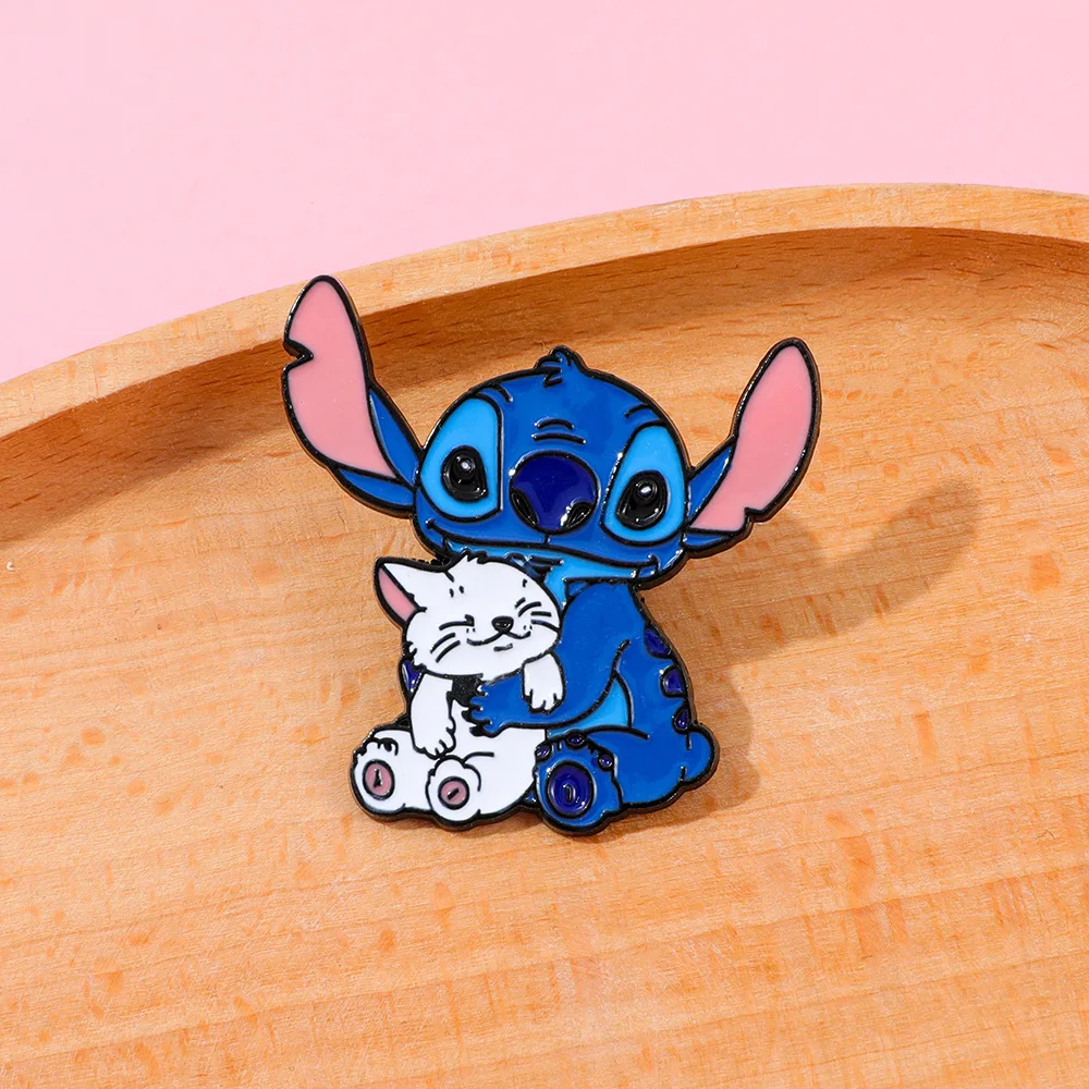 لطيف الكرتون غرزة القط المعادن المينا بروش شارة قميص التلبيب على ظهره دبوس ملحق المشجعين جمع هدية