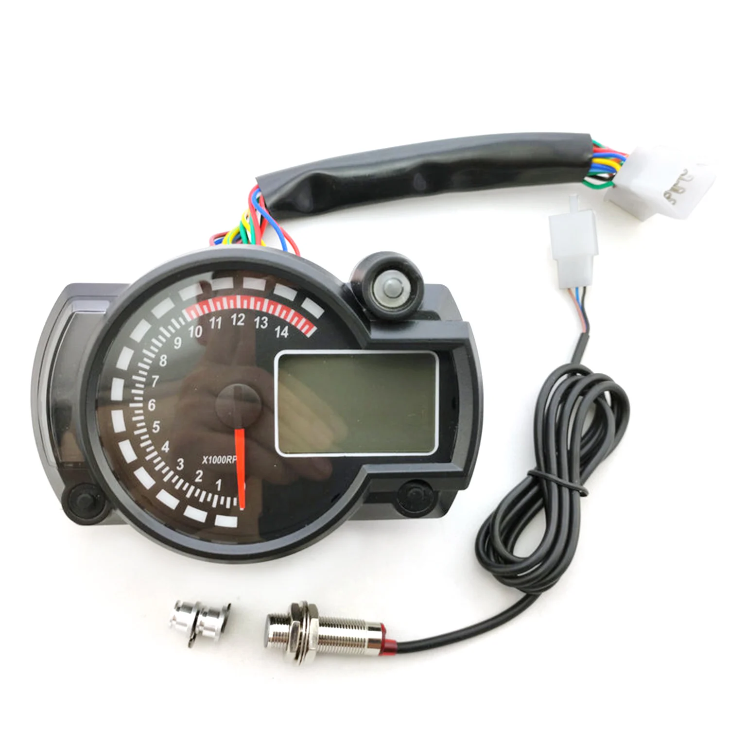 Für Universal KOSO LCD Digital Motorrad RX2N Tachometer Kilometerzähler Instrument Einstellbar MAX 299KM/H 7 Farben Armaturenbrett – Detail 2