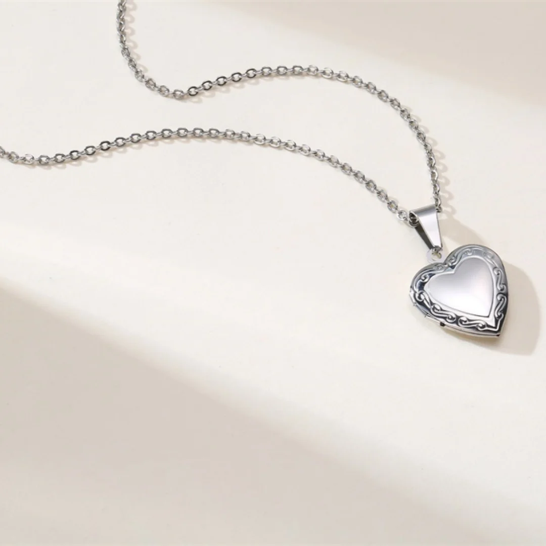 Herz-Anhänger, zu öffnender Fotorahmen, Edelstahl, Schmuck, Halsketten für Frauen, Familie, Liebe, Freundin, Valentinstag, Geschenk – Detail 13