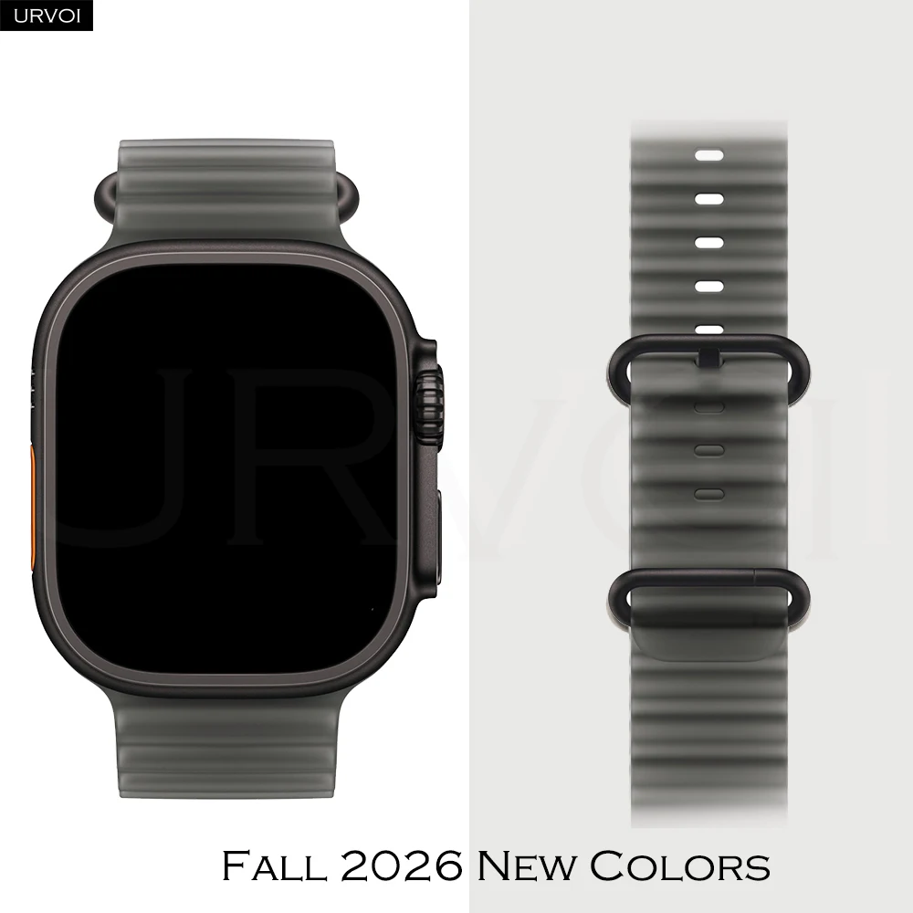 URVOI Band for Apple Watch Ultra 4 3 2 Series 12 11 10 9 SE3 Silicone Strap for iWatch Sport Ocean Band 44 45 46 49mm
