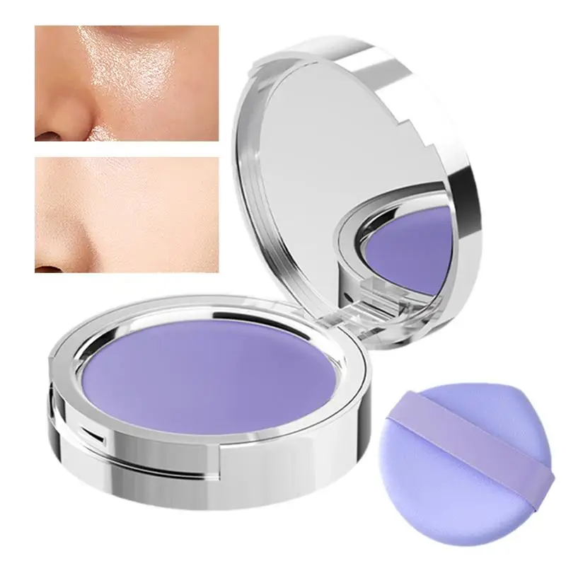 

1pc Lavender Makeup Powder With Puff Oil Control Setting Powder For Smooth And Even Complexion Blurring Effect Soft Matte Powder