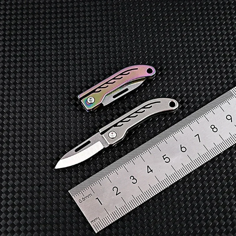 Mini Titanium Alloy Open Box Folding Knife Outdoor Camping Mini Pocket Knife EDC Portable High Hardness Open Box Sharp Knife