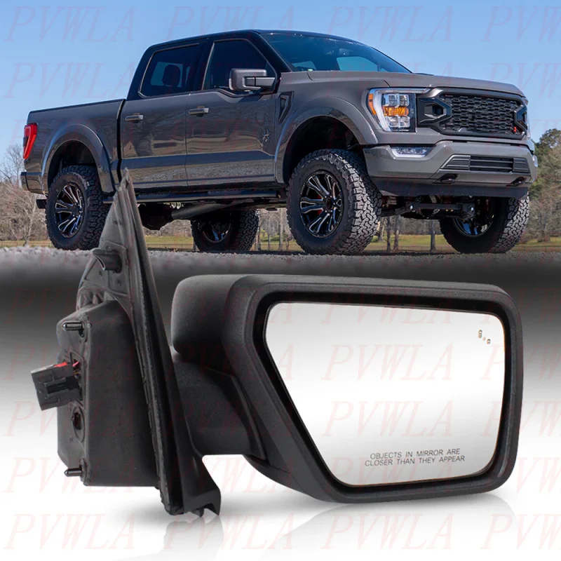 

For Ford F150 2021 2022 2023 2024 2025 Right Side 13 Pin Satin Black Puddle Lamp Mirror Assembly With temperature sensor