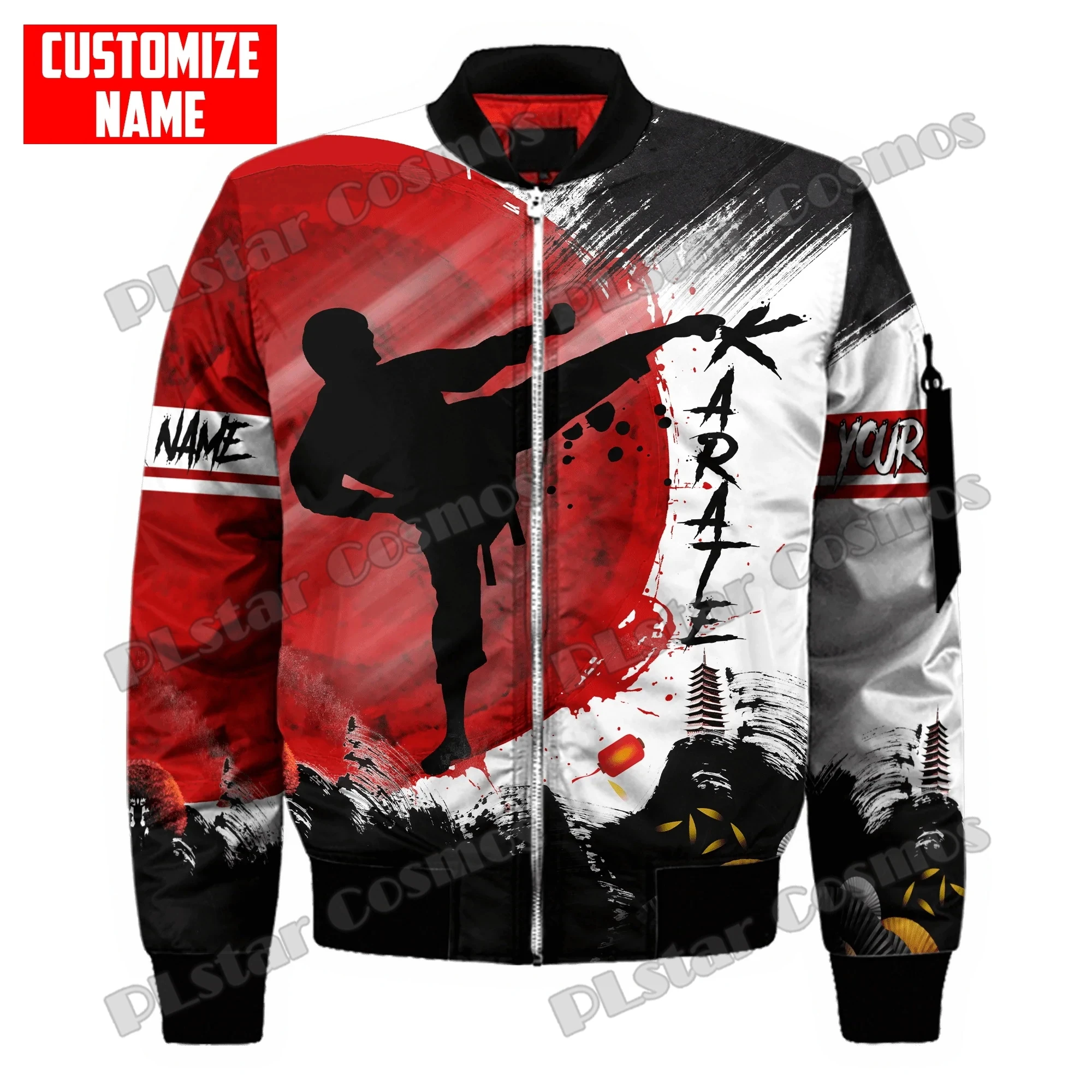 Custom Name Wrestling & Karate & Jiu Jitsu 3D Printed Mens Bomber Jacket Winter Unisex Casual  Harajuku Zipper Jacket Coat FJK07