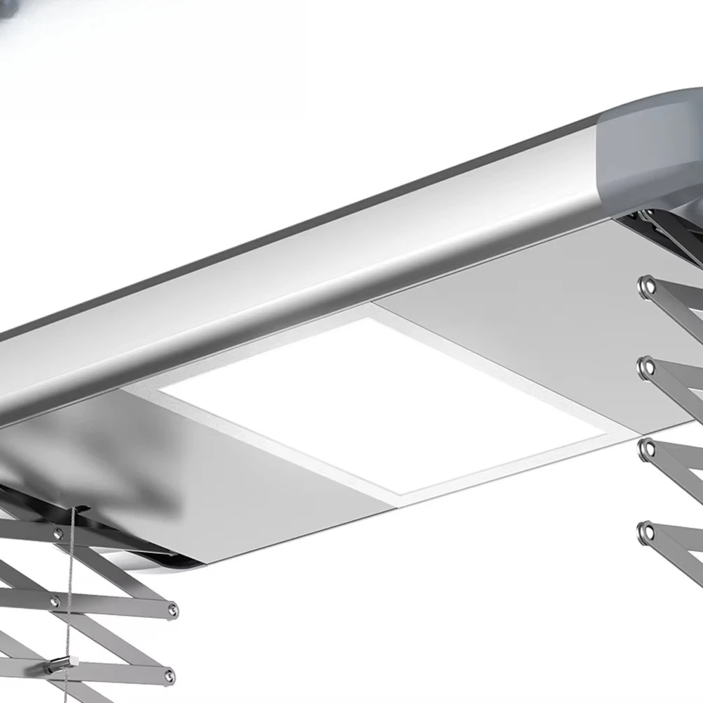 Electric metal ceiling aluminum installation hanging clothes drying rack with led light