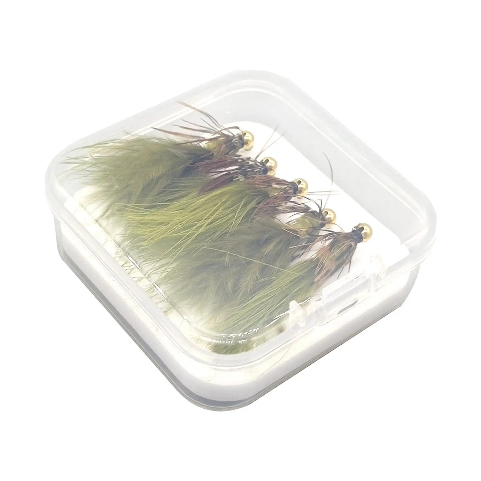 5Pcs Fly Fishing Flies Handmade for Trout Fishing with Sharp Hooks with Clear Storage Box with Weight Bead Fly Fishing Gear