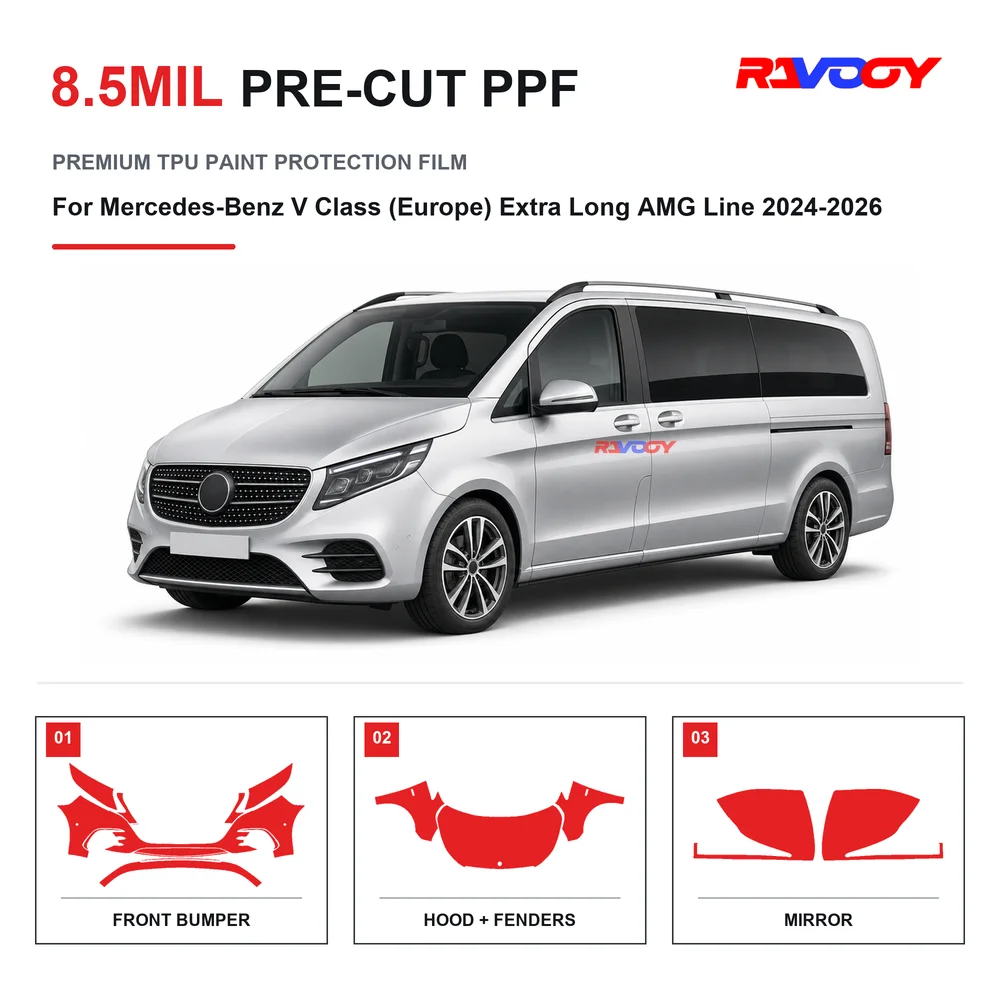 Precut PPF For Mercedes-Benz V Class (Europe) Extra Long AMG Line 2024-2026 8.5mil TPU Clear Paint Protection Film Self Healing