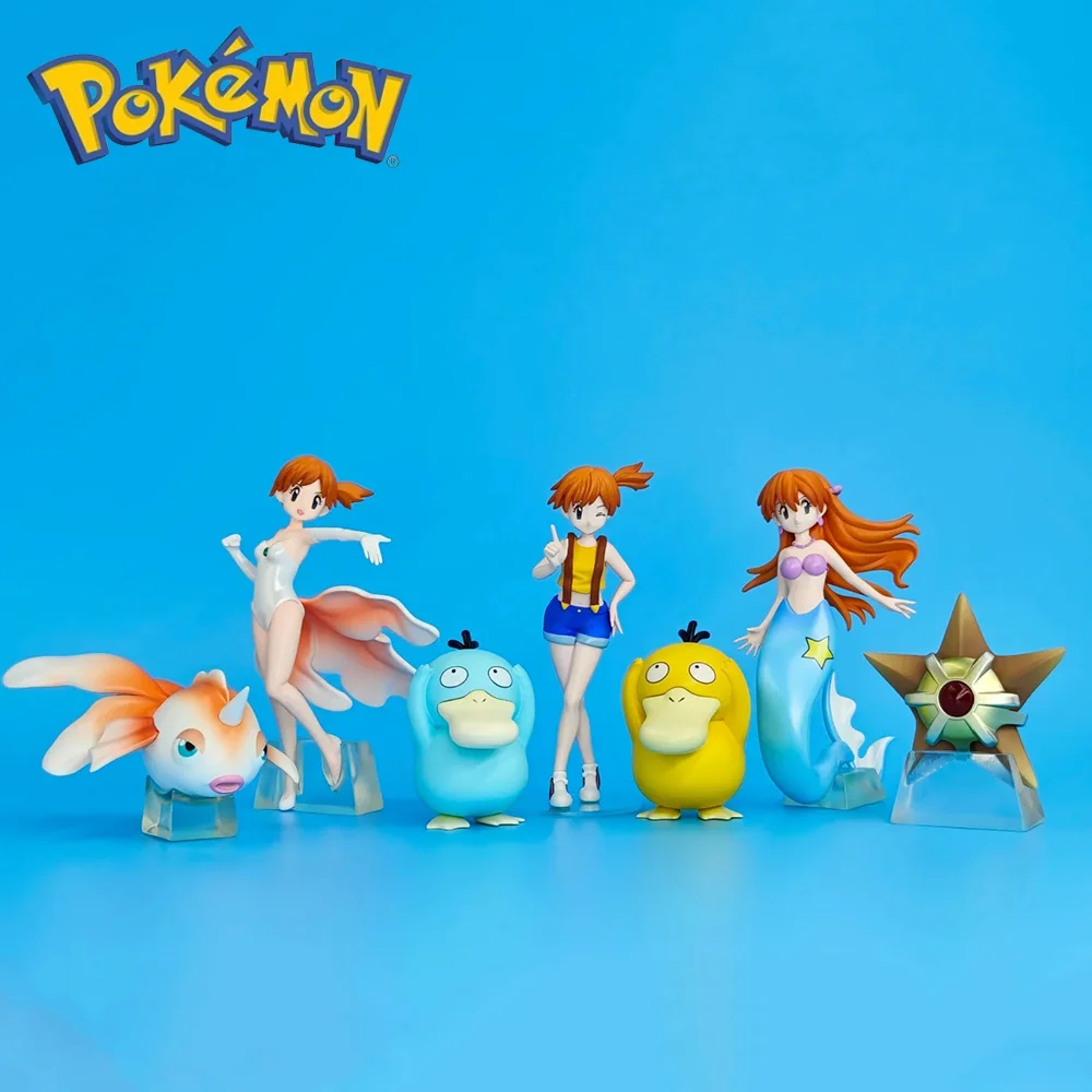 FA Pokemon Anime Figures Misty Action Figure 1/20 Figurine Mermaid Starmie Psyduck Goldeen Cute Set Model Collect Decor Toy Gift