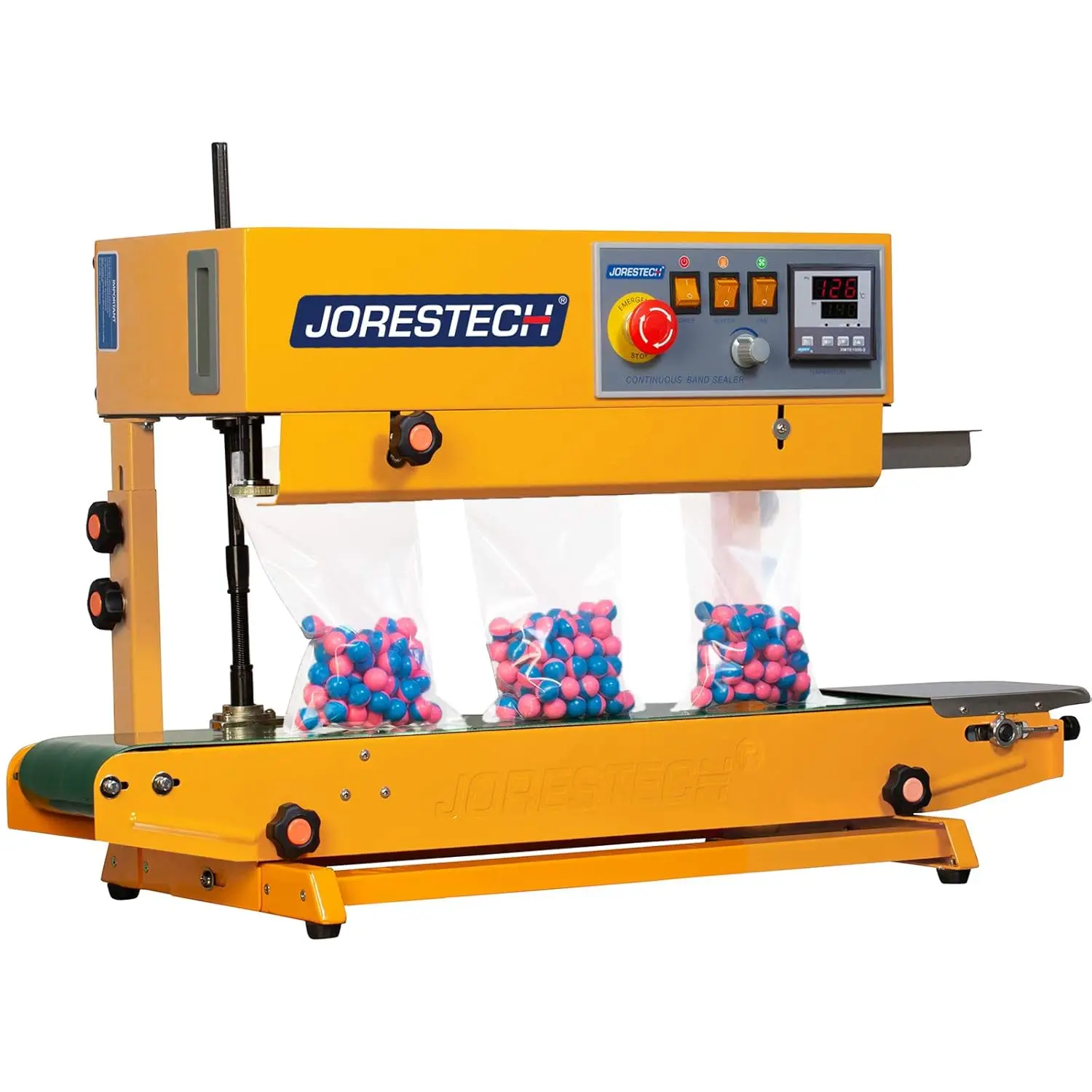 Jorestech Industrial Continuous Band Sealer For Plastic & Laminated Bags Horizontal/Vertical With Upgraded Digital Temperature