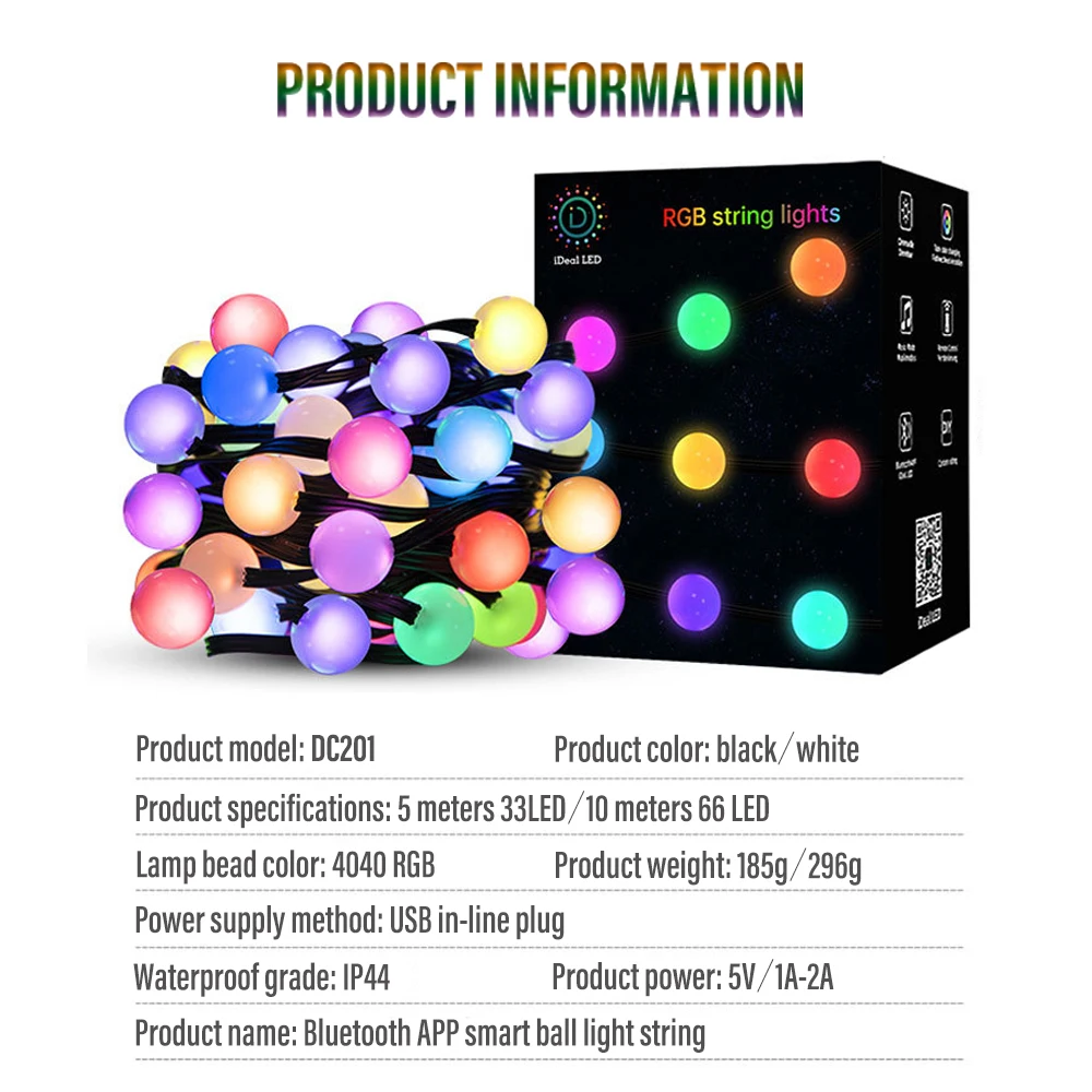 5M 10M String Light Garland Lights APP Smart Control Symphony Light Leather Line Lamp String Garden Christmas Decoration Lantern