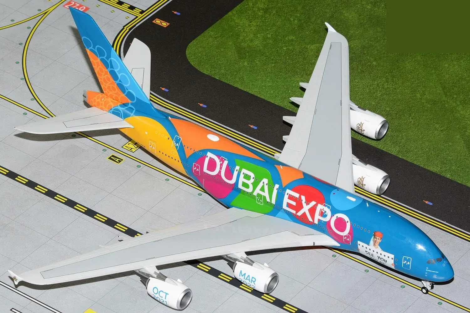 

1/150 Scale A380 UAE EXPO Air Plane Model Large Model Airplane Airbus Diecast Resin Model for Collection or Gift