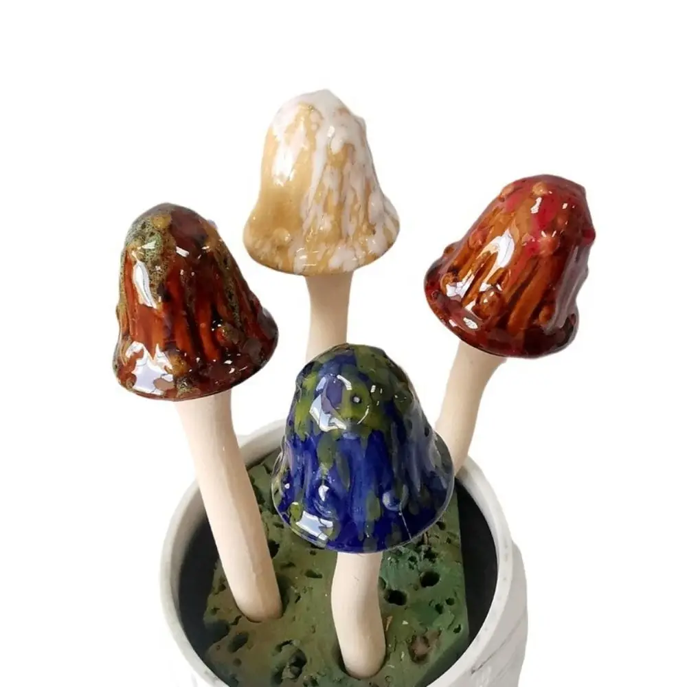 4Pcs Ceramics Garden Mushrooms Decorations Garden Supplies Simulated Mushroom Sculpture Yard Ornaments Garden Landscape