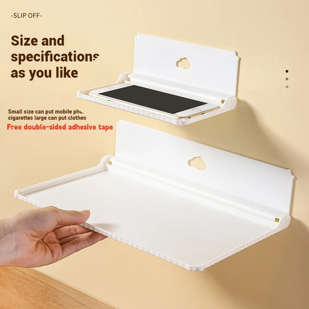 Punch-Free Foldable Wall Storage Shelf Nail-Free Self-Adhesive Floating Folding Tray Collapsible Wall Mount Organizer Rack New