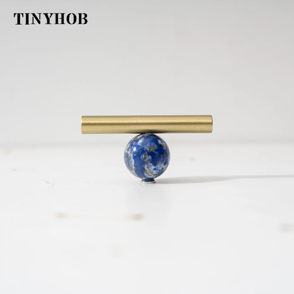 Tinyhob Natural Green Marble Brass Furniture Knob with Plate / Handles for Cabinets and Drawers Knobs Wardrobe Pulls