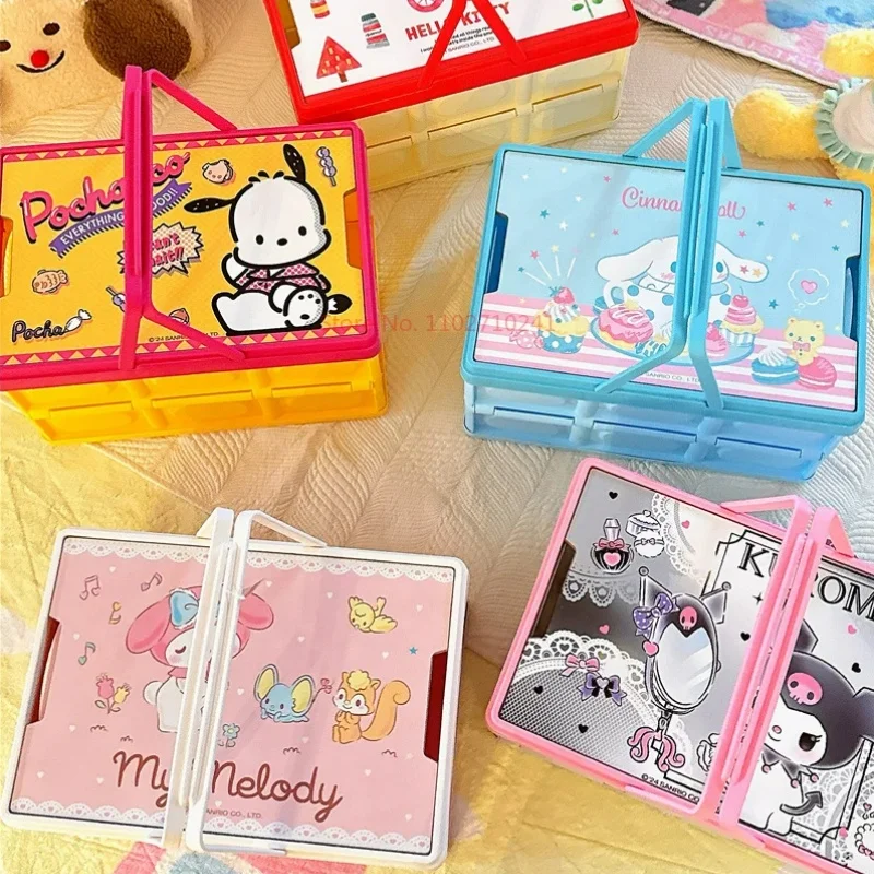 

Аниме Sanrio Kawaii My Melody Hello Kitty Kuromi мультфильм большой емкости автомобильный ящик для хранения милый открытый кемпинг складной ящик для закусок