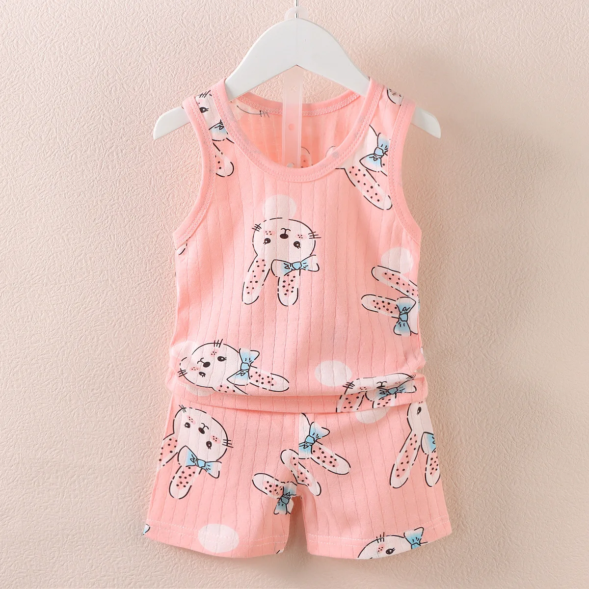 Children\'s Clothing Print Sleeveless Tops Shorts Cute Breathable Kids Summer Vest Shorts Set Tank Top for Baby Clothing Children