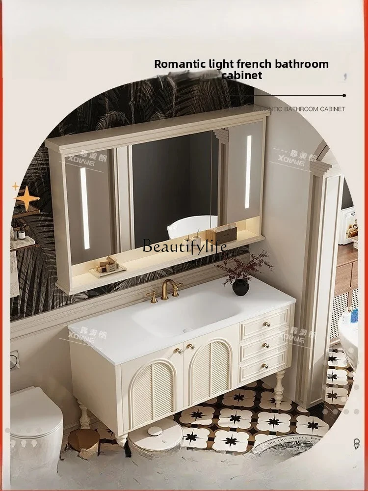 

French bathroom cabinet combination hand washbasin floor-to-ceiling bathroom cabinet