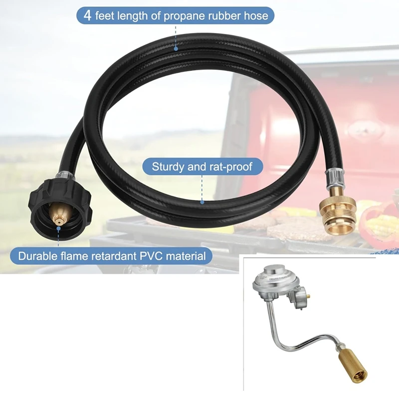 Grill Regulator For Coleman Roadtrip Grill With 4 Feet Propane Adapter Hose, Perfectly Replacement C001, 5010000743