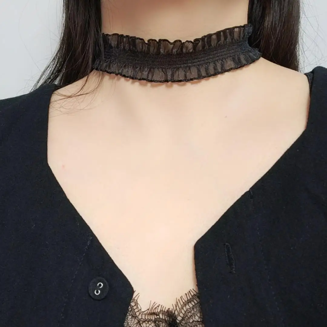 Sex appeal Retro Lace Punk Harajuku Sweet Simple Fashionable Choker Translucency Elastic force Pendant Collarbone chain Sweet