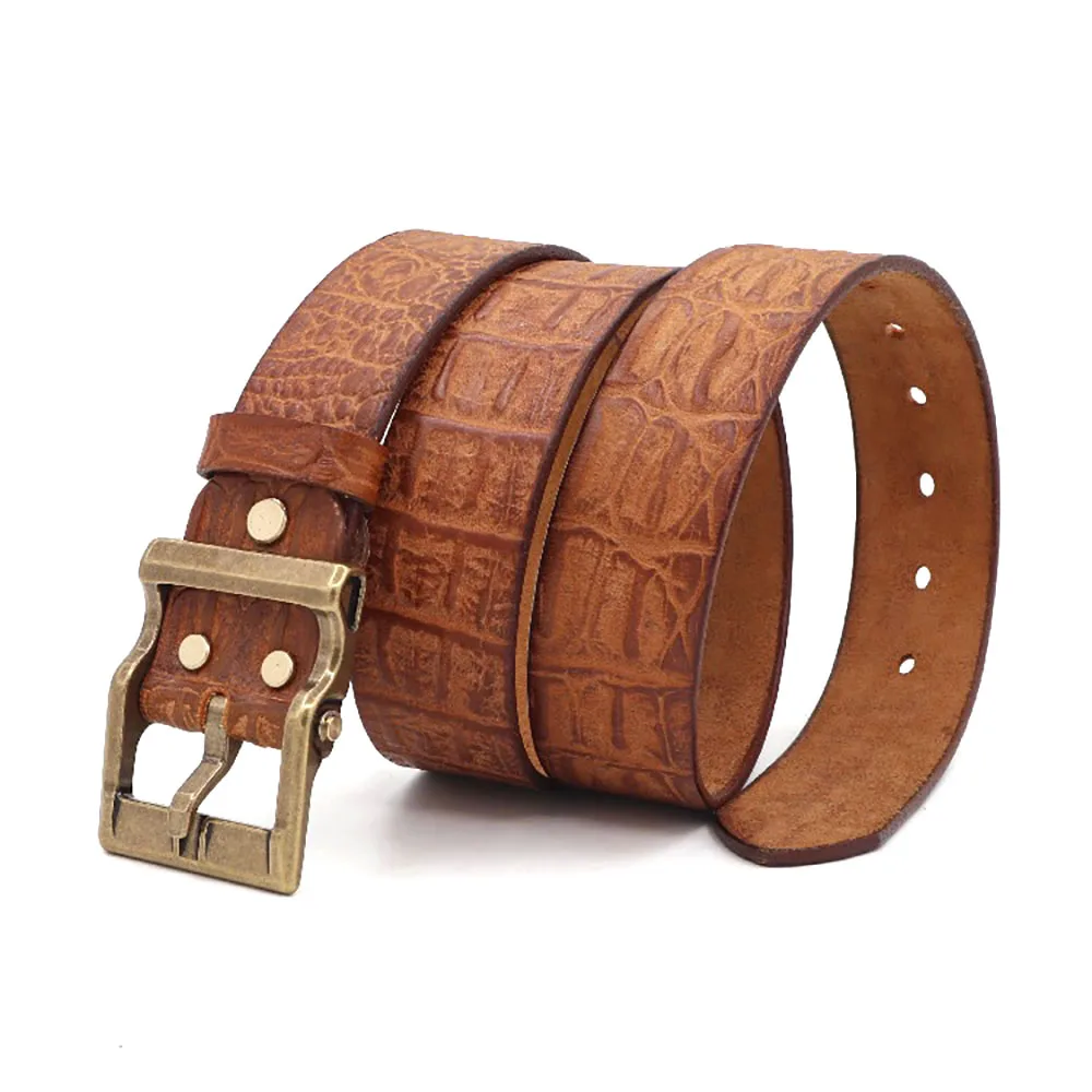 Stylish and Durable Handcrafted Cowhide Belt with Brass Buckle for Men 38mm Width 4mm Thickness