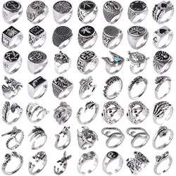 Pack of 10Pcs Punk Gothic Bikers Mens Skull Ghost Devil Male Skeleton Snakes Animals Metal Rings For Womens Jewelry Wholesale