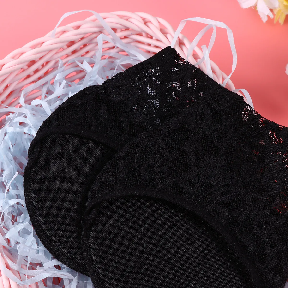 

2 пары дышащих противоскользящих стельок-вкладышей для туфель на высоком каблуке с кружевной отделкой и резиновой подошвой, черные, для женщин