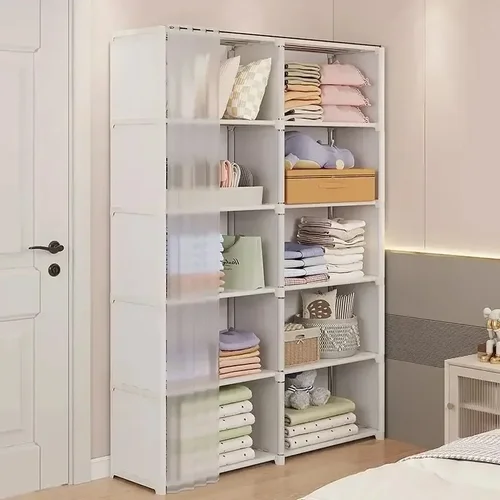 가정용 다층 옷장 대용량 다목적 보관 랙, 접이식 방진 옷장, 간단한 조립 DIY 캐비닛