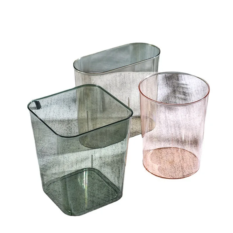 Luxurious, simple and transparent household trash can Nordic trash basket Living room large-capacity wholesale trash can pressin