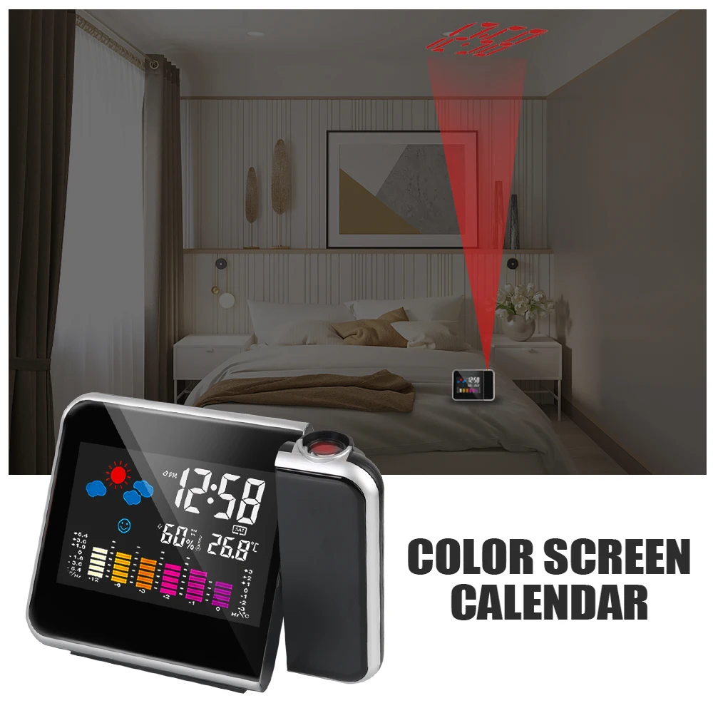 Weather Station Table Clock With Time Projection Digital Alarm Clock LED Temperature Humidity Weather Forecast Snooze