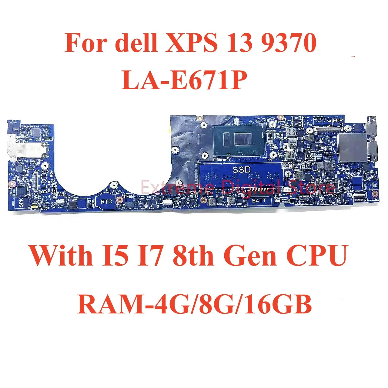 รีวิวและแนะนำชิปแม่บอร์ดสำหรับแล็ปท็อป Dell XPS 13 9370 รุ่น LA-E671P สำหรับ CPU รุ่น I5/I7 8th Gen