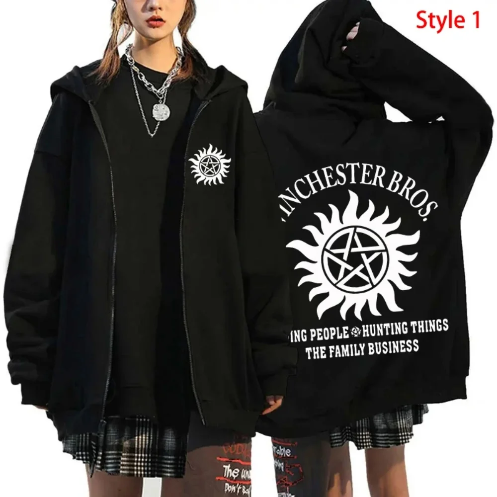 

Fashion jacket with supernatural print zipper hoodie, casual top for women and men, Harajuku sports shirt
