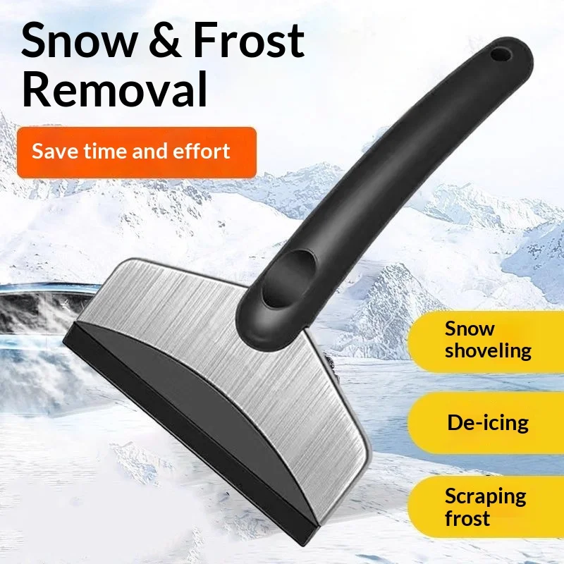 Stainless Steel Car Ice Scraper Non‑Scratch Windshield Snow Remover Defrost Tool Anti‑Slip Handle Automotive Winter Accessory