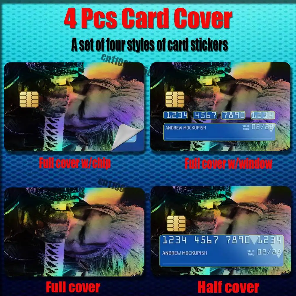 For Devil May Cry 3 5 Vergil Dante Credit Bank Sticker ID Access Card Cover Skin Rainbow Color Laser Stickers Film
