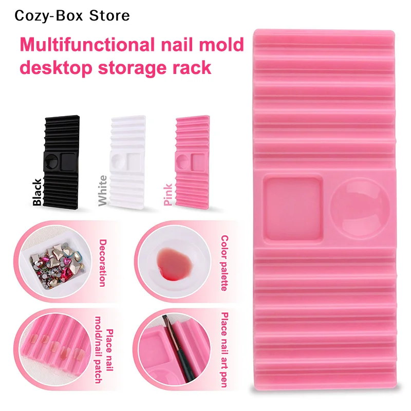 [ZY]Plastic Multi-purpose Nail Art Pen Holder 10-Compartment Brush Stand With Color Palette Organize And Display Manicure Tool