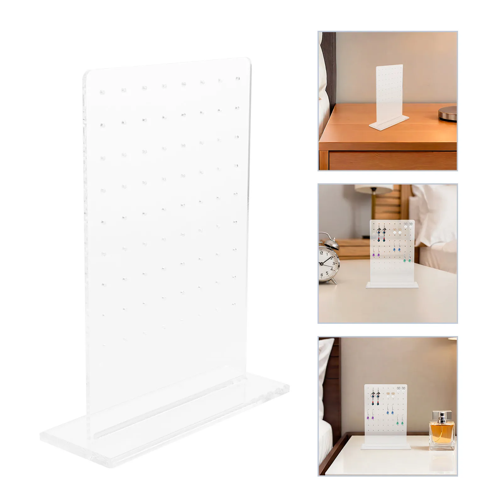 

Набор из 2 прозрачных подставок для серег на 72 отверстия, акриловый органайзер для серег-гвоздиков, витрина для украшений для женщин и девочек, для путешествий и дома