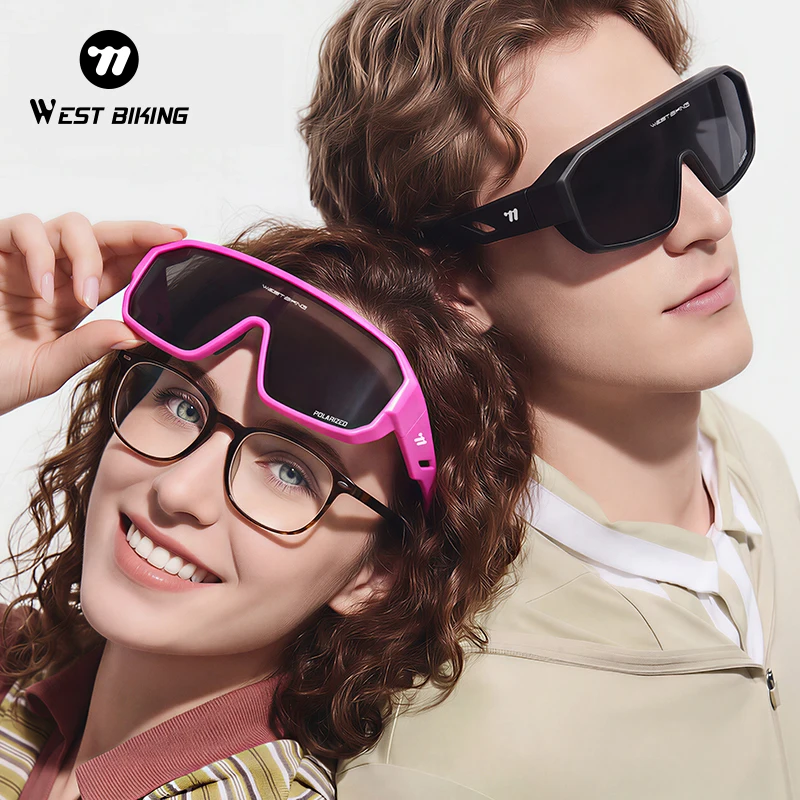 

WEST BIKING Cycling Glasses Polarized Fit Over Myopic Sunglasses HD Large Frame Goggles Windproof Outdoor Sports Sunglasses