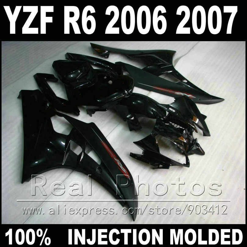 

Новый кузов для YAMAHA R6, комплект обтекателей 06 07, литье под давлением, глянцевый и матовый черный, 2006 2007, обтекатели YZF R6