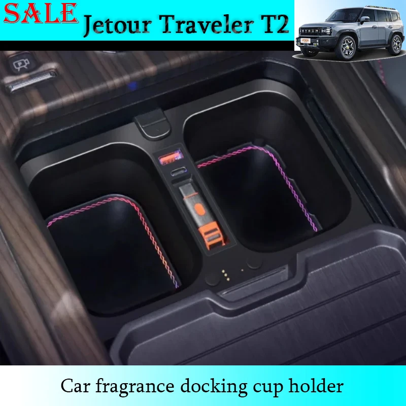 

Fit for Chery Jetour Traveler T2 2025 Car Multi Functional Cup Holder Fragrance Expansion Dock Ambiens Lights Car Interior Trims