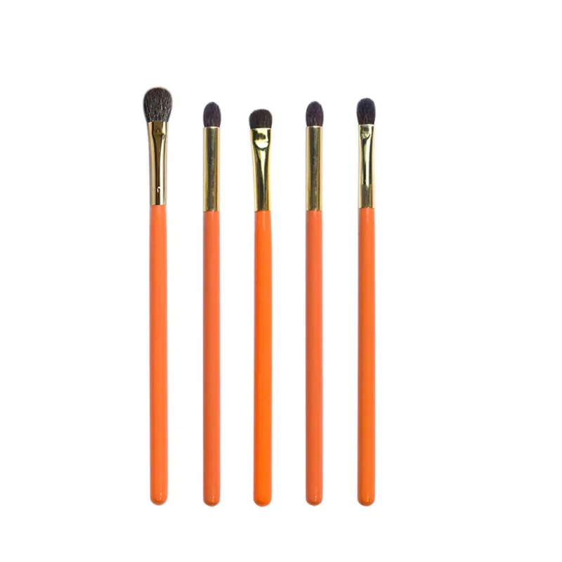 Handmade Makeup Brushes Eye Kit Soft Blue Squirrel Goat Hair Eye Shadow Precise Blending Brush Orange Make Up Brush Set