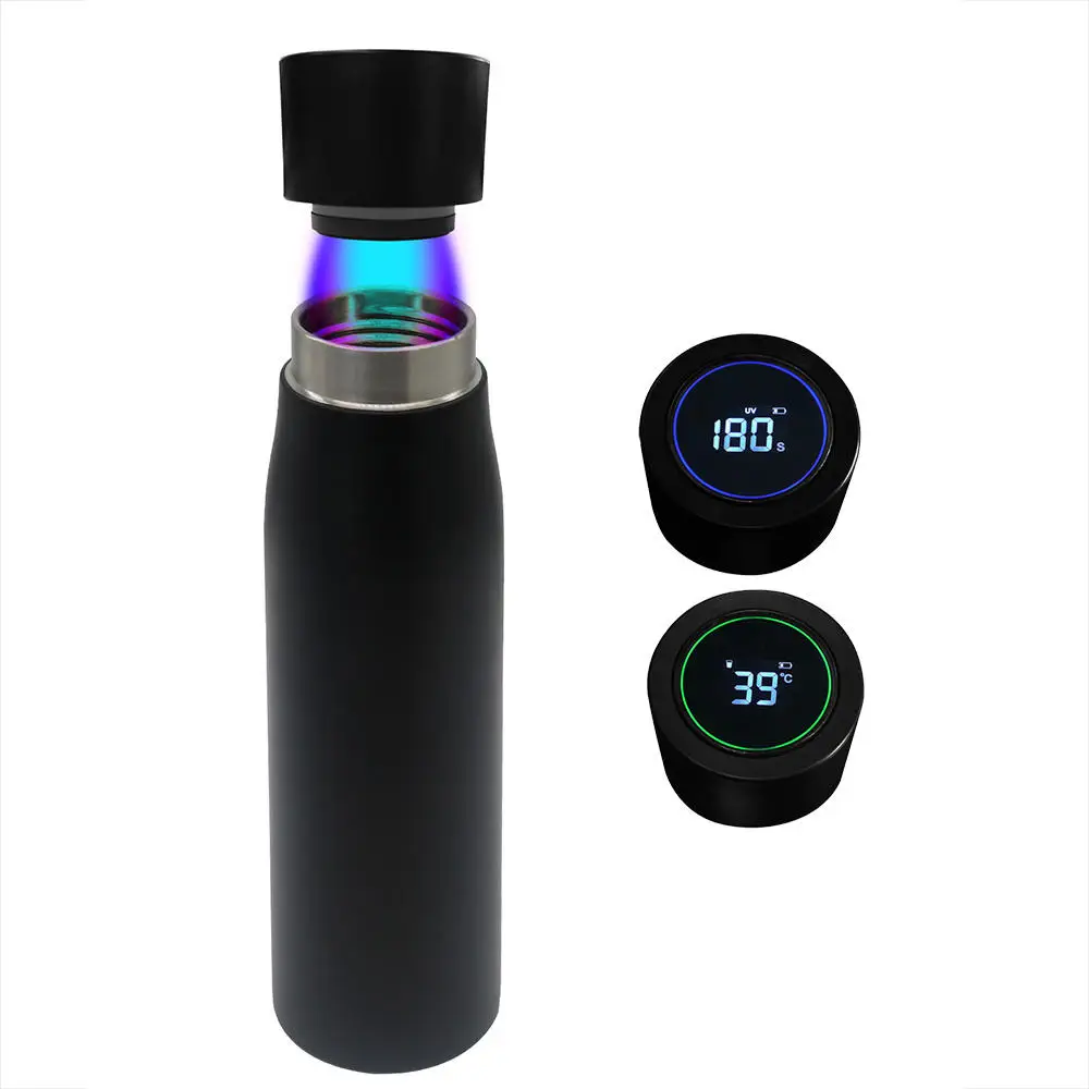 500ml Self cleaning uv water bottle long-term insulated smart thermos with drinking reminder