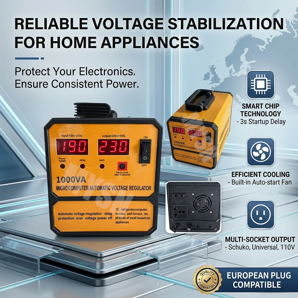 1000W 2000W Fully Automatic Voltage-Regulating 220V/110V 500W 3KWOutput Dual-Display Voltage Stabilizer for Household Appliances
