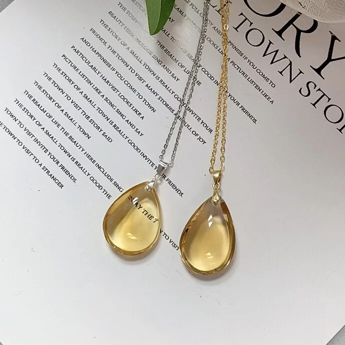 

Natural Citrine Necklace/ Teardrop Citrine Pendant/Dainty Citrine Necklace/Sterling Silver