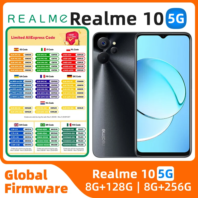 

Realme 10 Android 5G Unlocked 6.6 inch 256G All Colours in Good Condition Original used phone