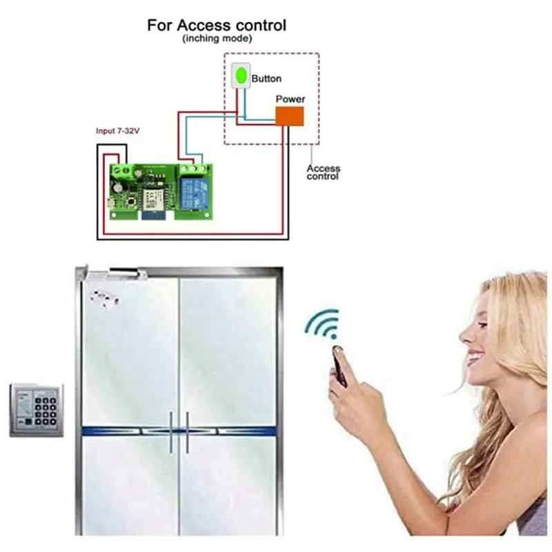 DT51 2X 1CH RF Smart Switch WIFI Tuya 433 Light Switch 10A Relay for Alexa for Google Home 7-32V