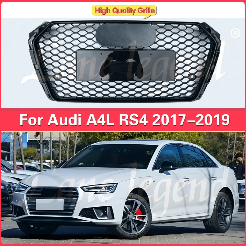 Modified Auto Grille Front Sport Mesh Honeycomb Hood Grill for Audi A4/S4 B9 2017-2019 car accessories For RS4 Style