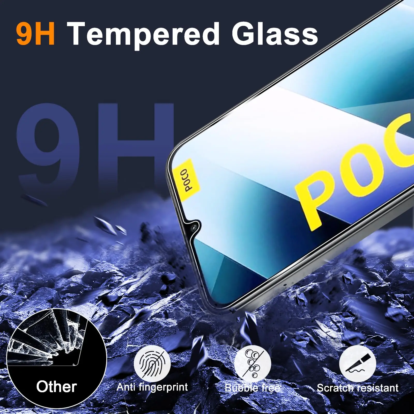 Screen Protector For POCO C85 Xiaomi Tempered Glass HD 9H Transparent Clear Anti Scratch Case Friendly